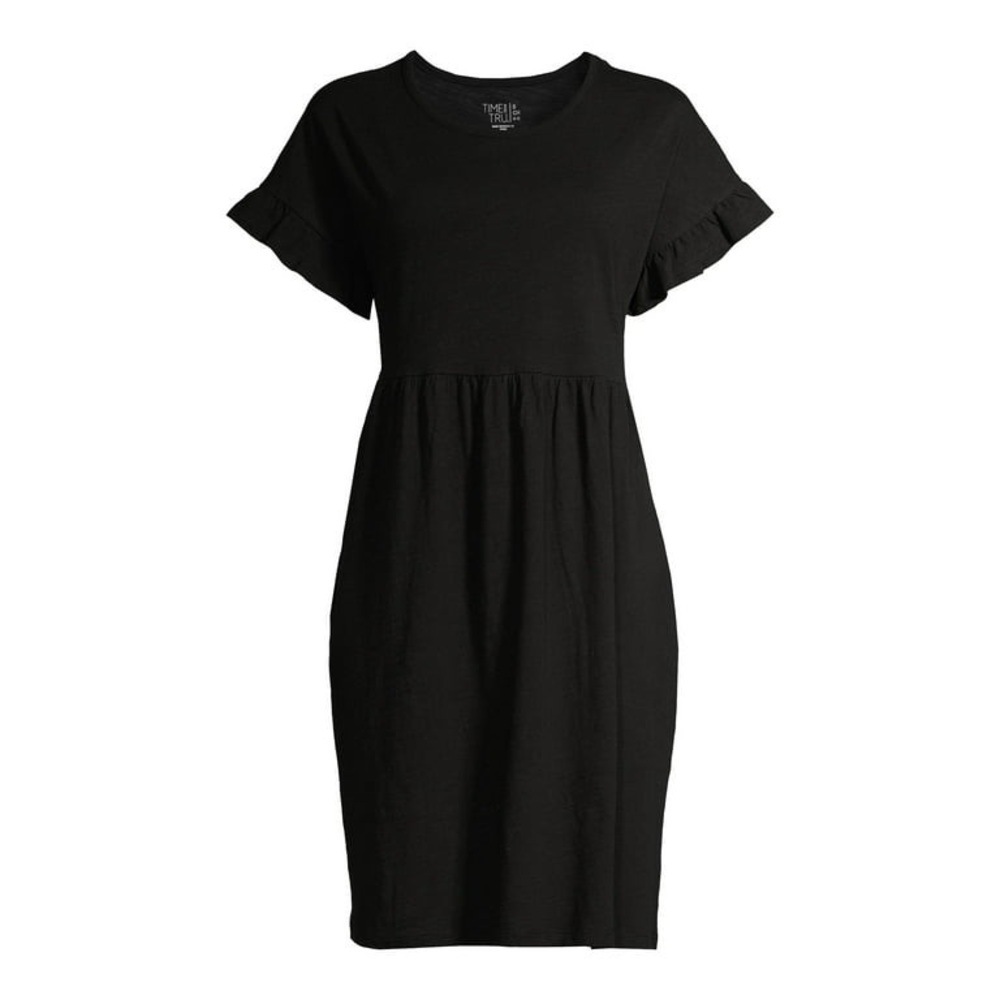 Time and Tru Women's Knit Babydoll Dress with pockets, Black, Size: Small - Picture 3 of 3